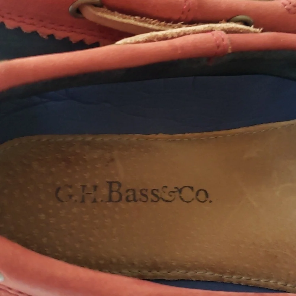 G.H. Bass & Co. Montauk Mens Charcoal/Rust/Tan Leather Boat Shoes, US 9.5 M